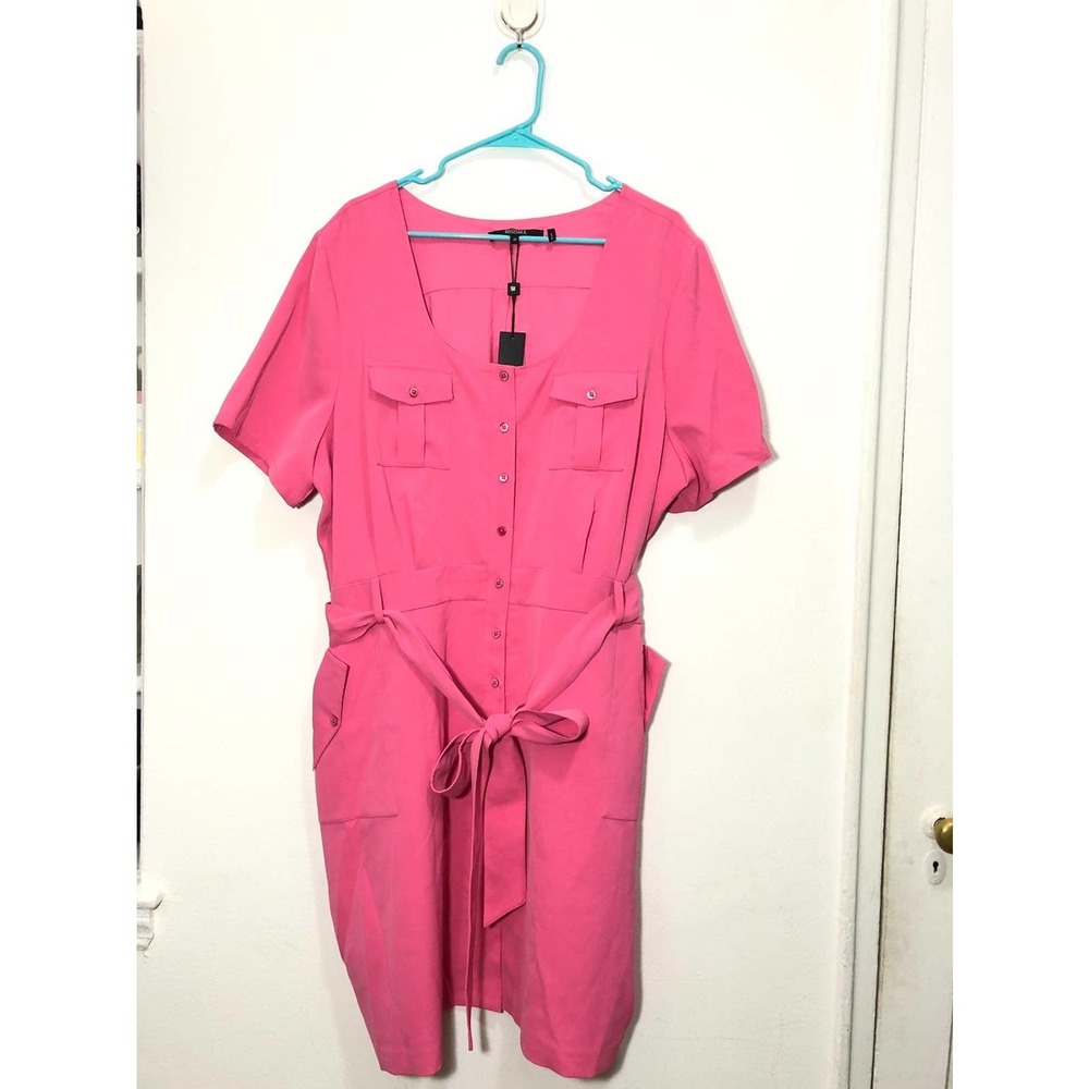 New badgley mischka pink shirt dress 22